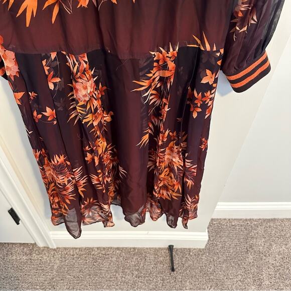 NWT warm NY Orange Floral Long Sleeve Maxi Dress 3 Large - Picture 9 of 14